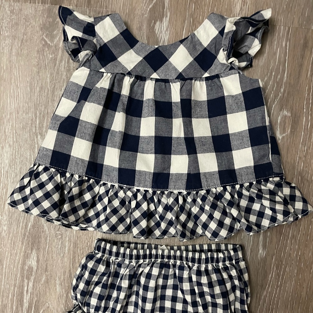 Baby Gap Gingham navy and white 2 piece set 0-3 - Picture 1 of 5